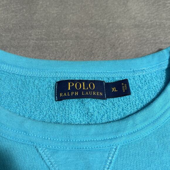 Cyan Sky Blue Polo Ralph Lauren's crewneck sweatshirt. Men’s Sz XL - Picture 6 of 6
